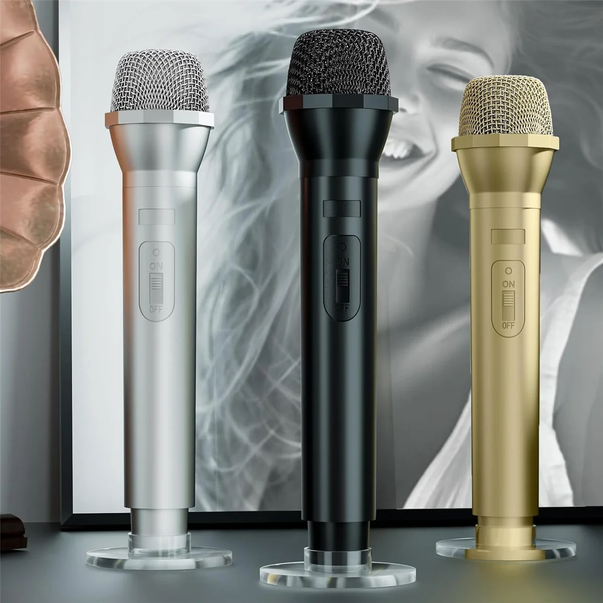 3 PCS Microphone Prop, Plastic Prop Microphone, Mic Prop for Costume Role Play Christmas Cosplay Music Birthday Party