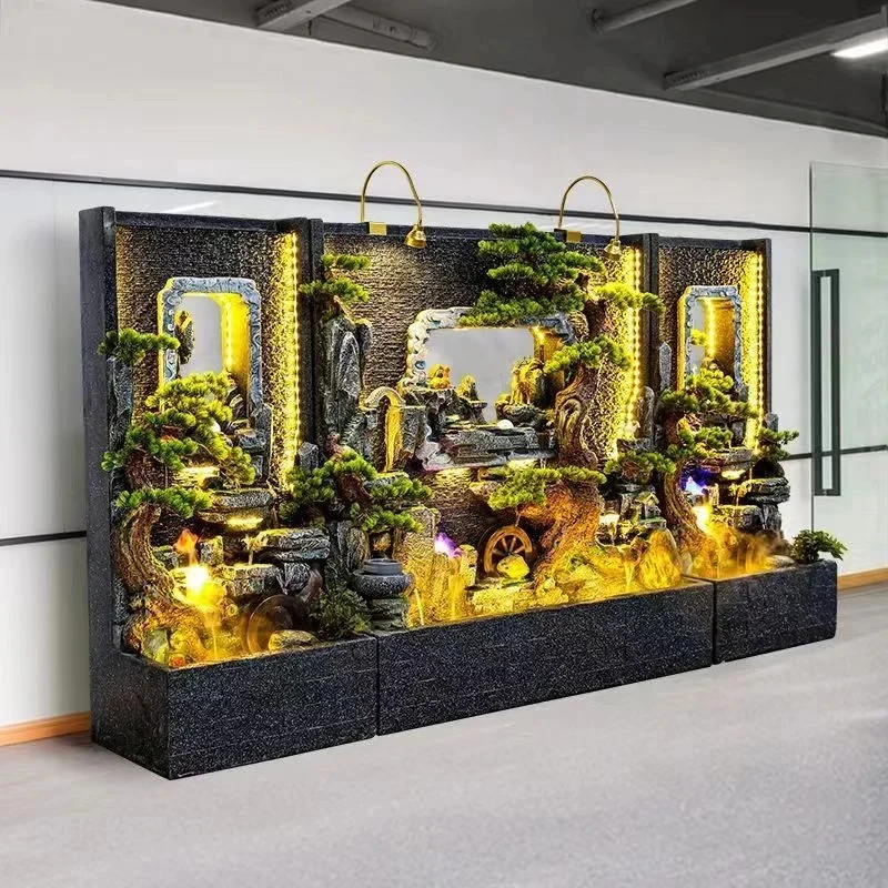 custom.Rockery Fountain Landscape Flowing Decorations Attracting Wealth Fengshui Wheel Porch Decoration