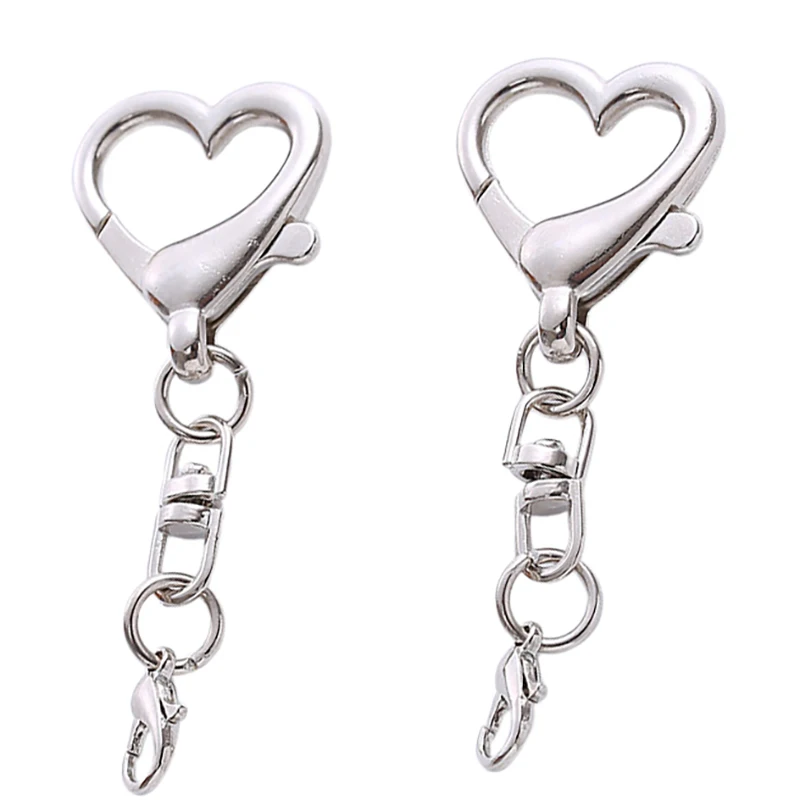10 pezzi unici in lega con ciondolo portachiavi a forma di cuore, chiusura a forma di cuore per progetti fai da te, fascino della personalità
