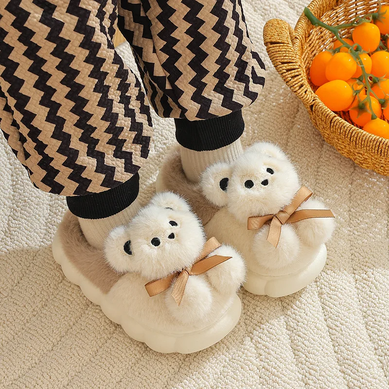 

Winter Heel Wrap Cotton Children's Slippers Cute Cartoon Rabbit Non-slip Soft Sole Kids Boys Girls Junior Warm Plush Home Shoes