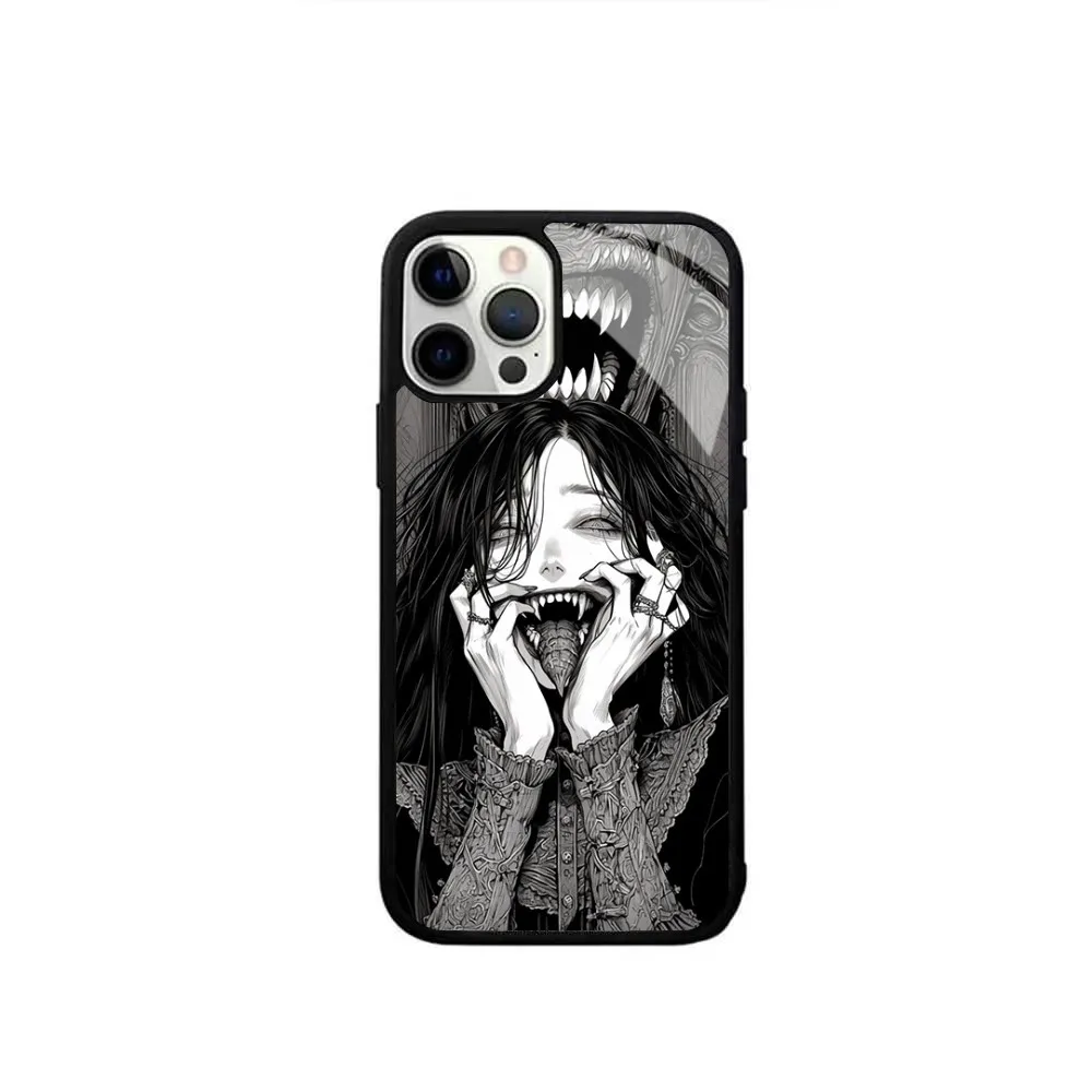 Junji Ito Paintings Phone Case For IPhone 16 15 14 13 Pro Max 11 12 Mini Alex Mirror For Magsafe Wireless Charging Cover