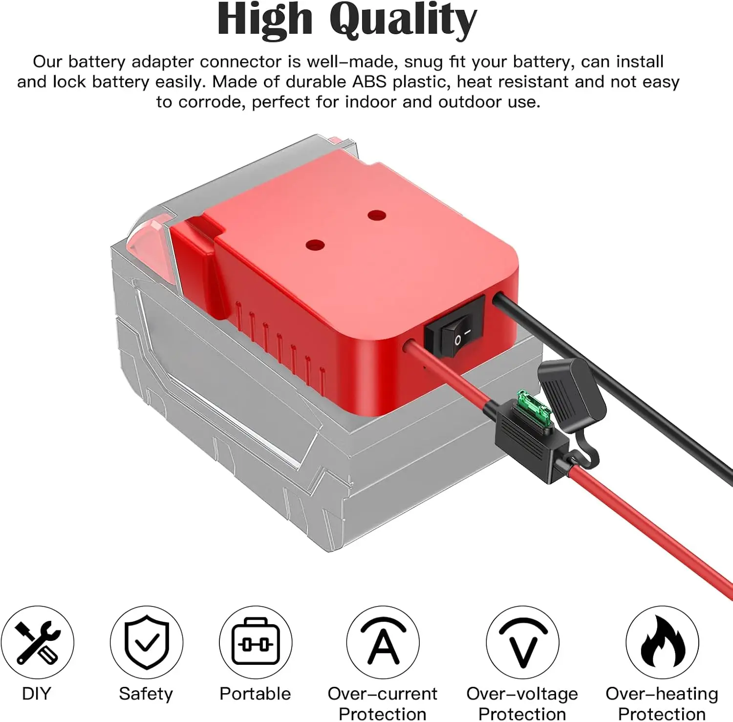 NEW with Switch Fuse 12AWG For Milwaukee 18V Battery Adapter Power Wheels Adapter Wire Source for Rc Car Toys Robotics