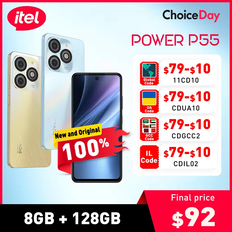 itel P55 Smartphone Global Version 8GB RAM 128GB ROM Large Memory NFC 6.6 inch Display 90Hz 18W fast charger Android 13