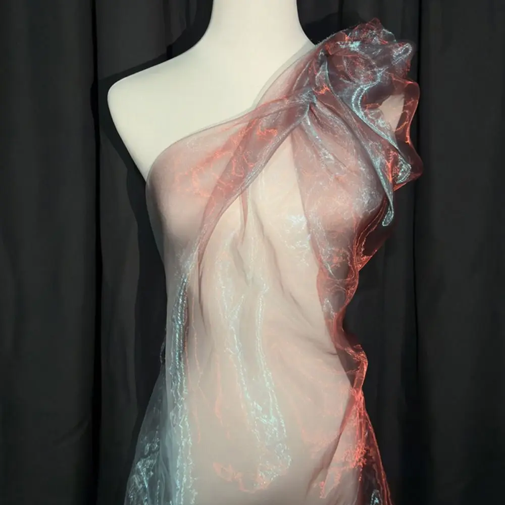 150X100cm Organza Fabric Two-color Gradient Magic Mercerized Yarn Laser Fabric Gradient Color Soft Yarn Two-tone Fabric