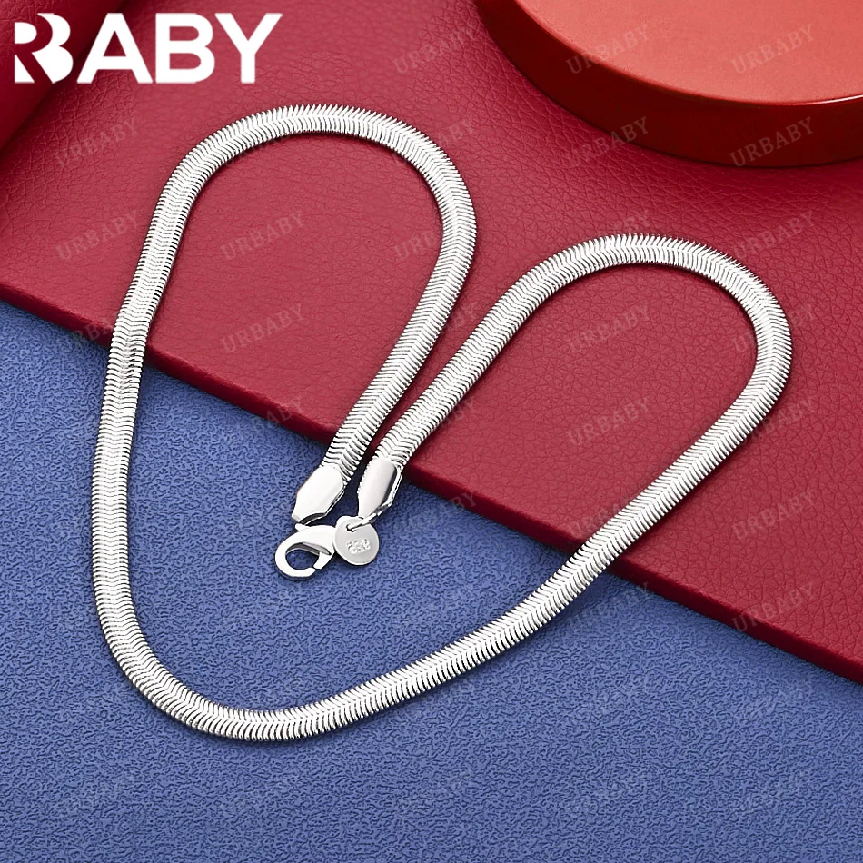 

URBABY 925 Sterling Silver 40-65cm 6mm Chain Necklace For Women Men Creativity Gifts Street All-match Party And Daily Wear