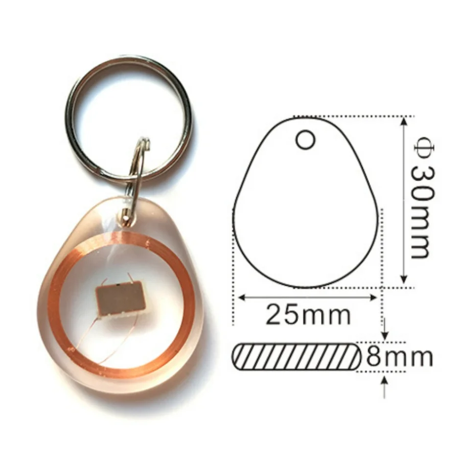 5Pcs RFID Rewritable 13.56MHz UID S50 1K KeyfobsTransparent Color Waterproof Key Tag Changeable NFC Access Control Card