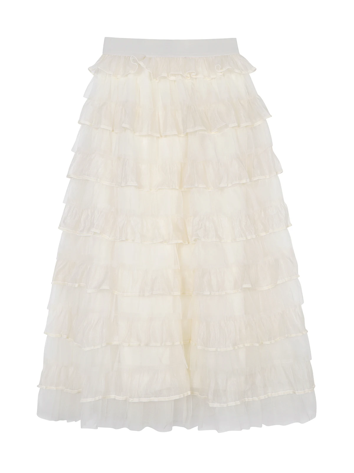 Südkorea Dongdaemun Frühling Neue Fee Kleid Schichten Mesh Spitze Mittellangen Puffy Kuchen Rock für Frauen Tiered Rock a660