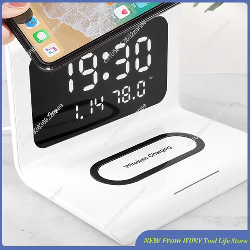 

Настольный будильник, беспроводное зарядное устройство, беспроводное зарядное устройство с поддержкой термометра, 10 Вт, быстрая зарядка, новинка