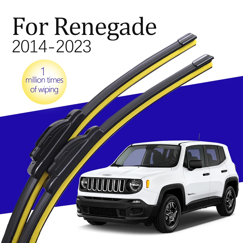 

Wiper Blade J/U Hook Type New Natural Rubber Black HD Silent Car Front Windshield Wiper Blade for Jeep Renegade 2014-2023