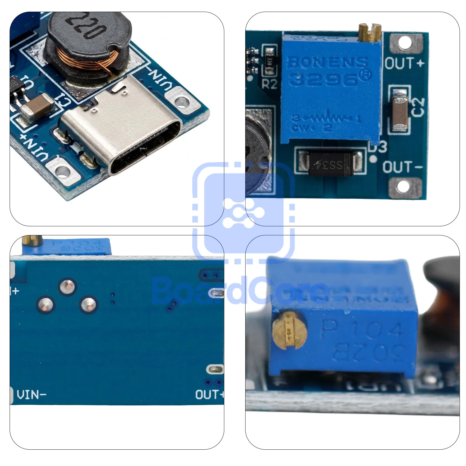 MT3608 DC-DC Boost Converter Module 2A Step-up Board with Type-C USB Input 2V-24V To 5V 9V 12V 28V Adjustable Power Supply