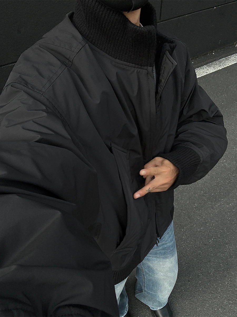 

American Sle Thiened Cotton Flight Jaet Men's Winter Warm Sli Stand Collar Outerwear with Cotton for Youth Casual