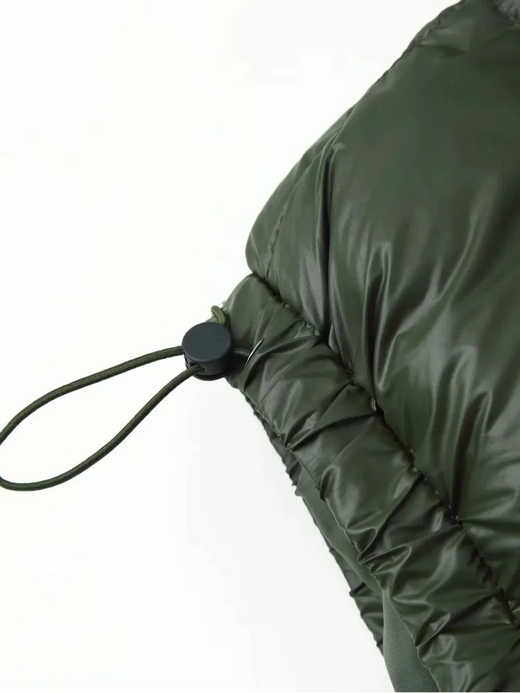 AACHOAE Women Shiny Hooded Puffer Jacket Zip Up Padded Coat with Zipper Pockets Drawstring Hem Loose Fit Warm Winter Outerwear