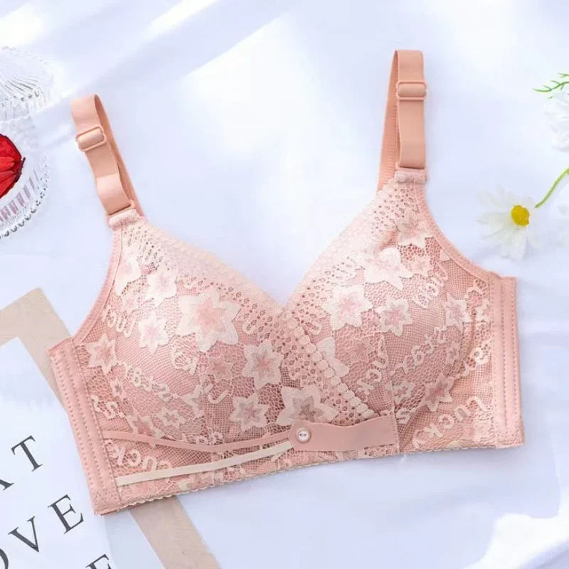 Women Lace Non-steel Ring Gathered Underwear Women Thin BC Cup Underwear Ladies Breathable Hole Cup Bras Women Comfortable Bras