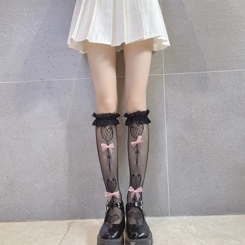 Women s Lace Over-the-Knee Socks with Bow Detailing Lolita Style Thigh-High Stockings for Girls and Ladies Japanese Princess