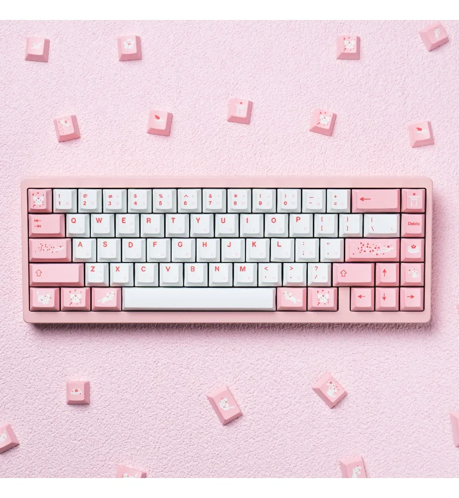 Ye Ying keycap PBT hot sublimation original factory full set of cherry blossom powder with mechanical keyboard computer