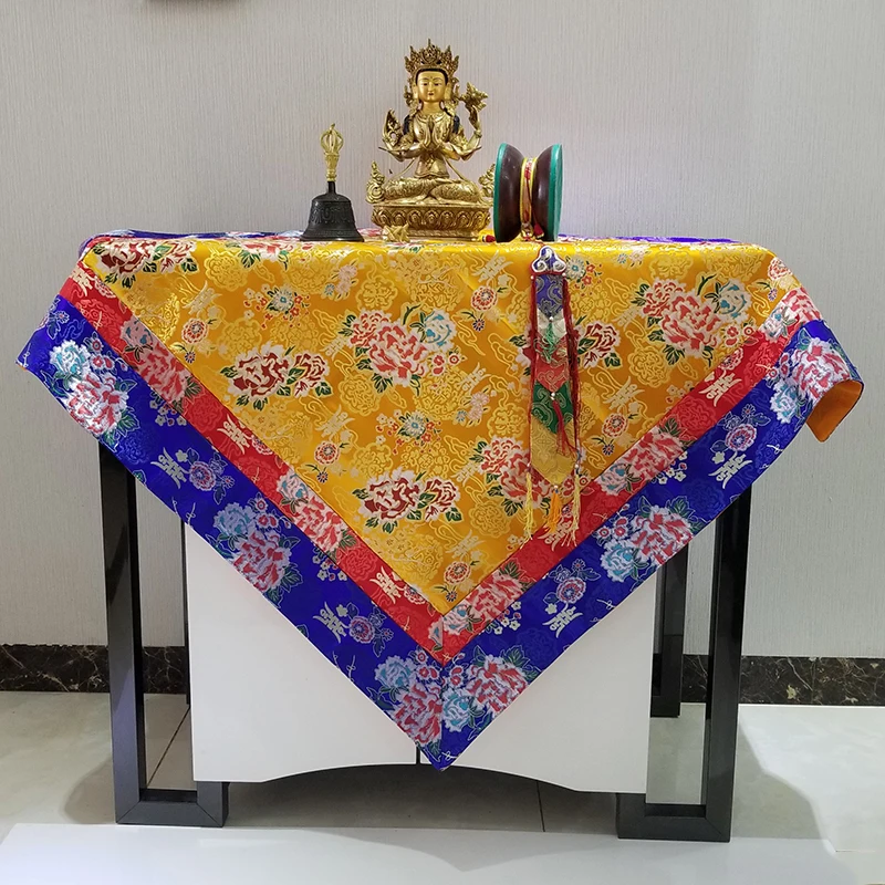 

Wholesale Buddhist supply Nepal family home Buddhism Temple Auspicious Embroidery Buddha statue Altar cover Table cloth