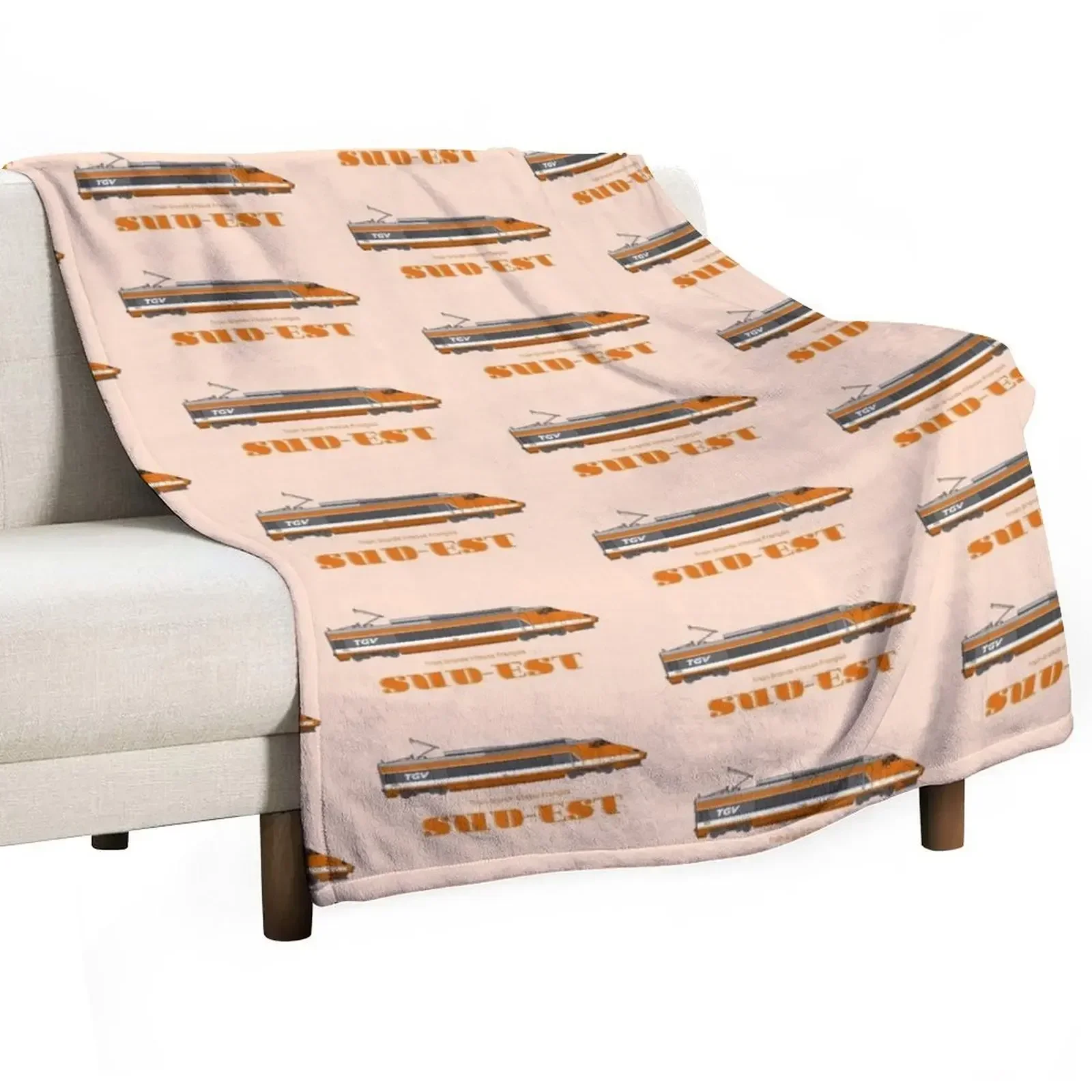 

TGV Sud-Est Locomotive Artwork Throw Blanket Warm Throw Blanket Gift for Anniversary