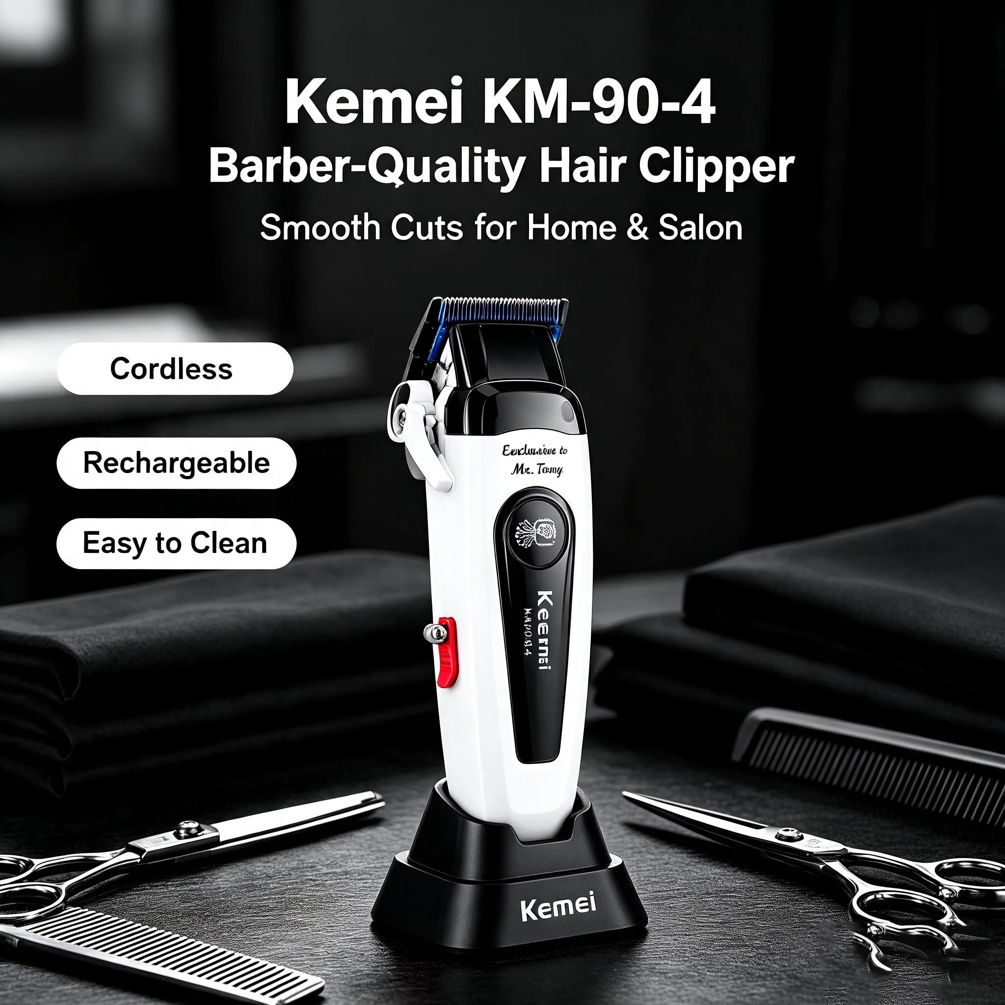 Kemei 2299+90-4 white hair clipper combo Barber Professional Electric Cordless Trimmers Rechargeable Men's Hair Cutting Machine