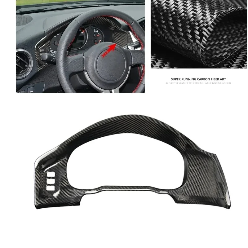 

For SUBARU GT86 For BRZ Real Dry Carbon Fiber Front Dashboard Panel Sticker Cove Trim Gauge Dash Board Frame 12-20 Modification