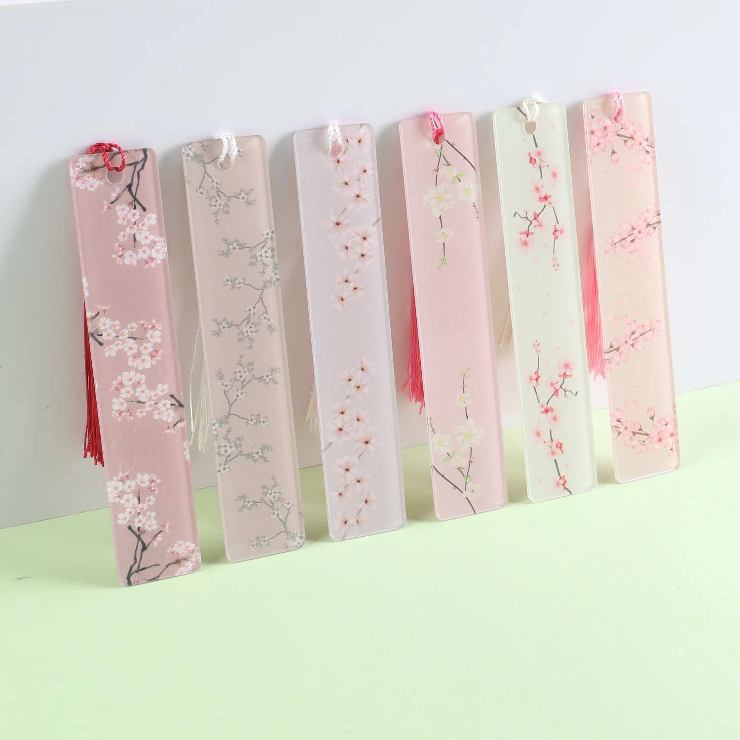 Marcapáginas con estampado de flores de la serie rosa, suministros de papelería creativos y bonitos para aprendizaje de estudiantes, marcapáginas de ayuda para lectura, suministros escolares, 6 uds.
