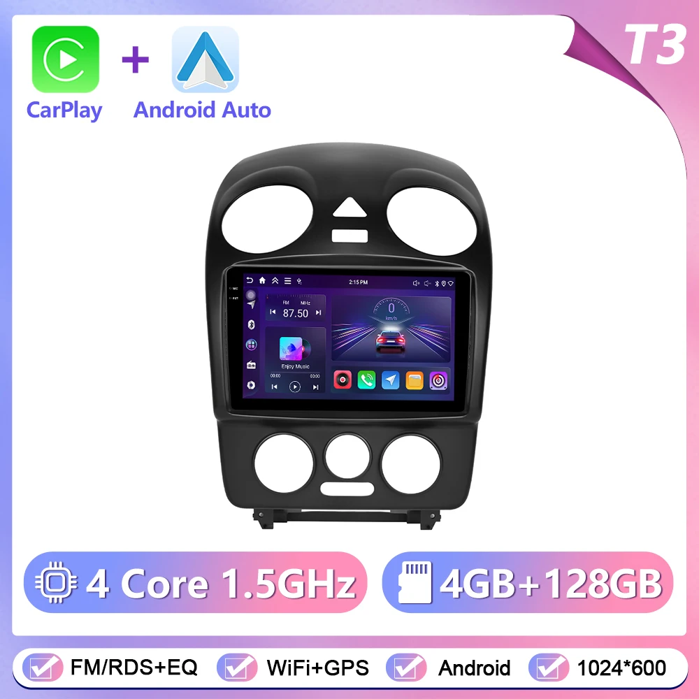 Podofo draadloze CarPlay Android Auto autoradio voor Volkswagen Bora 2004-2010 GPS navigatie 2Din multimediasysteem autoradio stereo