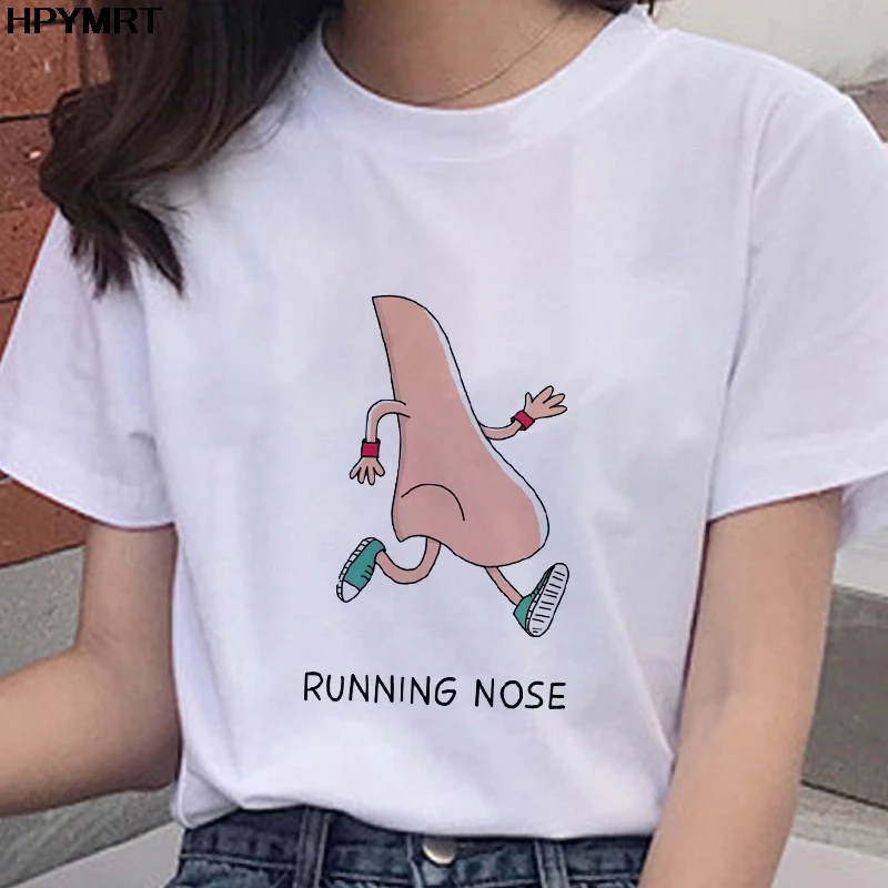 2020 new summer RUNNING NOSE Women t shirt Short Sleeve Print Clothes female T-Shirts Graphic Tops Clothing Harajuku tshirt