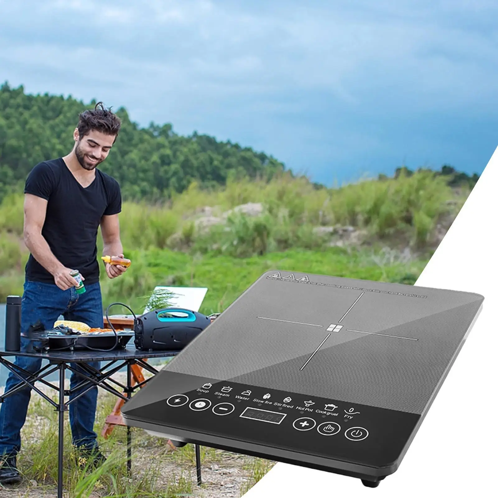 

Индукционная варочная панель 110 В-220 В, портативная индукционная плита, кухонная техника для приготовления пищи, общежития, путешествий, уличного дома, коммерческого использования