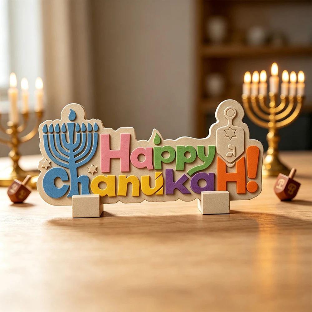 Hanukkah Festival Plaque Silicone Mold DIY Handmade Desktop Decor Ornament Epoxy Resin Mold Jewish Holiday Craft Supplies