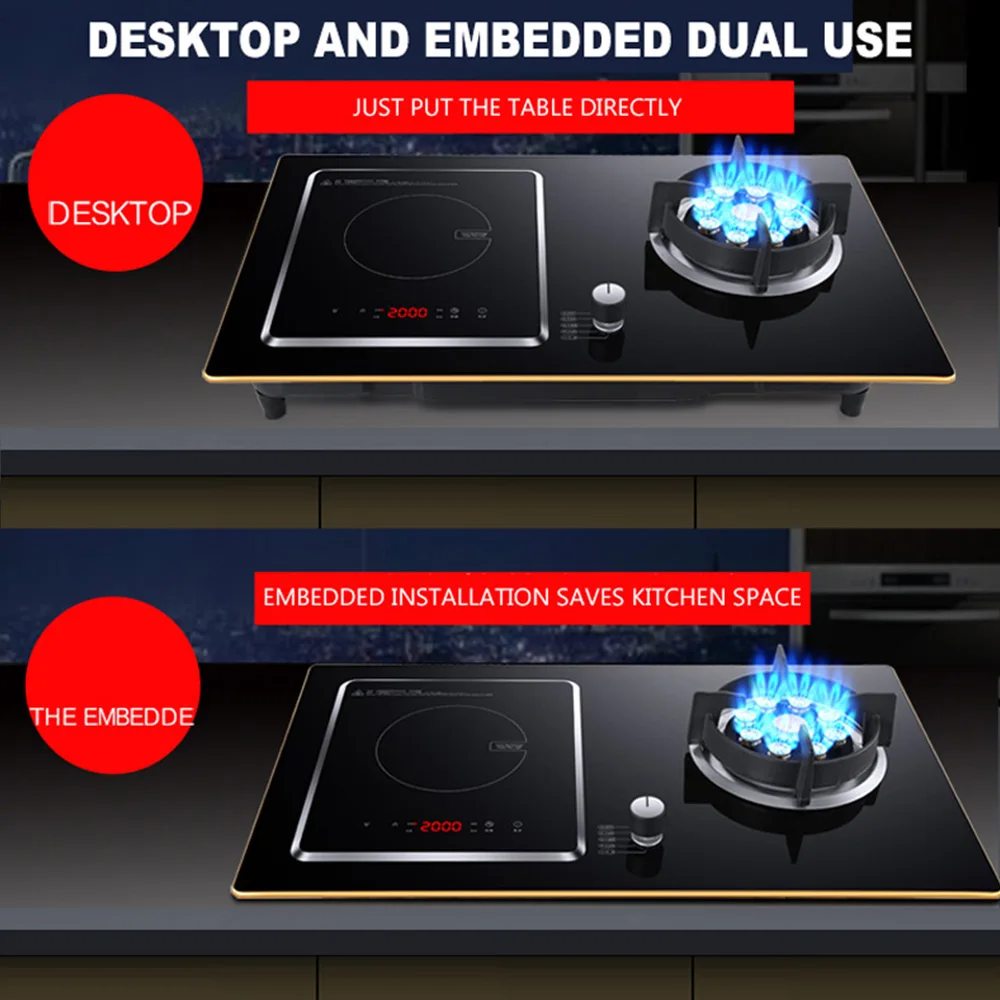 Kitchen Hob Dual-purpose Embedded Stove Household Gas Stove Induction Electric Cooker Gas Burner Induction Cooker
