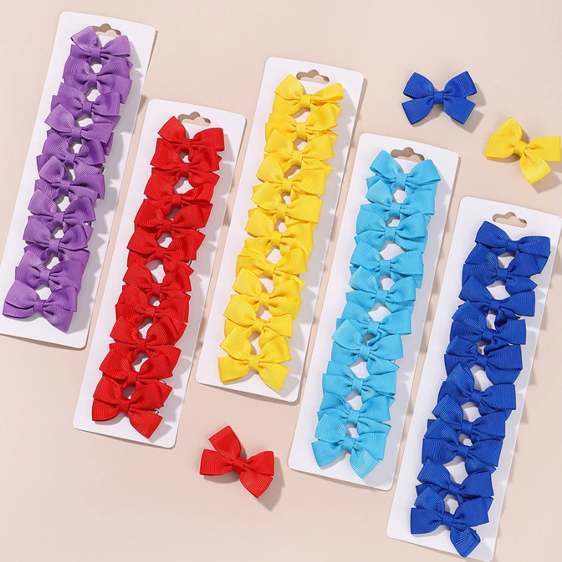 20Pcs Fashion Grosgrain Ribbon Bows Hair Clips New Handmade Headwear Hairpins for Girls Baby Hair Accessories Gifts Wholesale