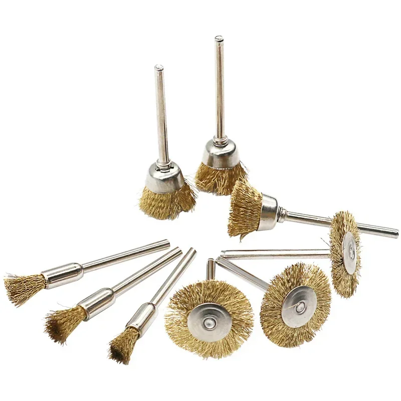 3/9 Polishing Wheel T-shaped Small Brush Accessory Wire Brass Mini Brush Rotary Tool Dremel Drill Bits Electric Drill Brush Set