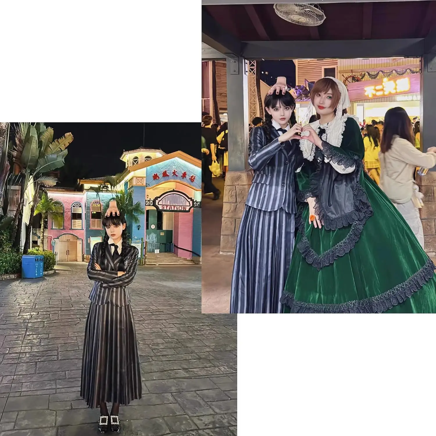 Parrucche di Halloween Mercoledì Parrucca Cosplay per ragazze Parrucca Treccia nera Lunga intrecciata nera diritta