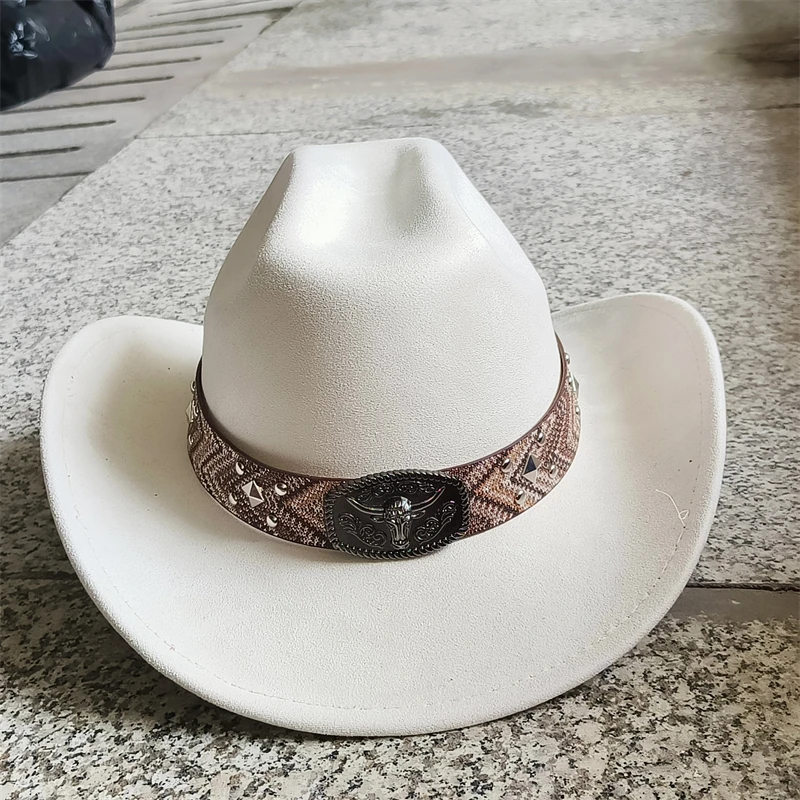 Suede Cowboy Hat belt Men Women autumn winter new double concave Western Cowboy Hat Retro Hat Wholesale sombrero vaquero mujer