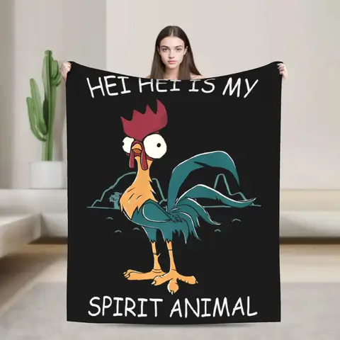 Moanas Hei Hei Spirit Animal Plush Flannel Throw Blanket for Kids Adults Soft Warm Bedspread for Living Room Sofa Bed