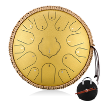 Hluru Steel Tongue Drum 15 Notes 13 Inch Tank Drum Key C Glucophone Handpan Drum Meditation Yoga