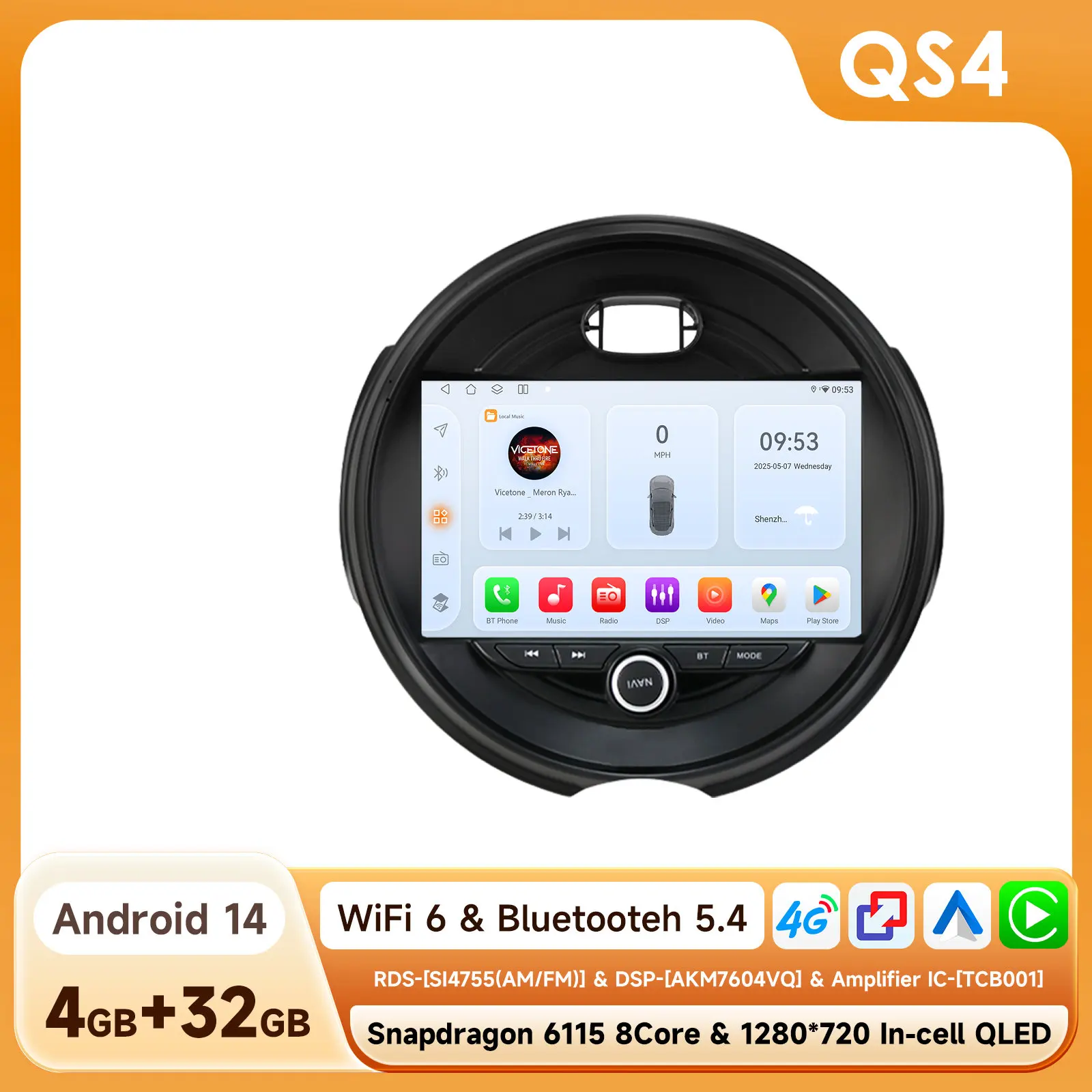 Android 14 autoradio voor BMW Mini Cooper F54 F55 F56 F60 2014 - 2019 draadloze CarPlay auto intelligente systemen autoradio multimediaspeler 2din 360 camera RDS DSP 4G Wifi head unit
