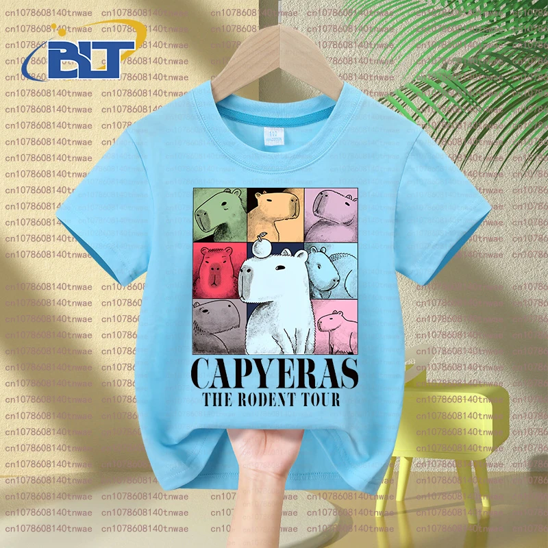 Capyeras printed kids summer T-shirt set children's cotton short-sleeved shorts 2-piece set for boys and girls