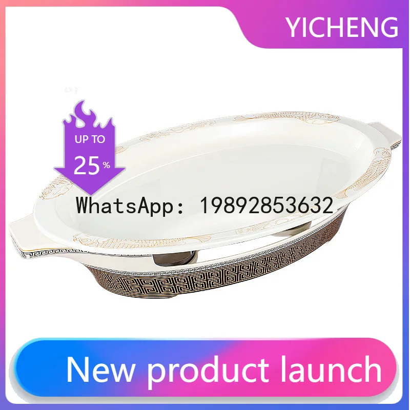 

KG commercial enamel fish plate insulation furnace oval grilled fish stove cast iron plate special for Hunan cuisine restaurants