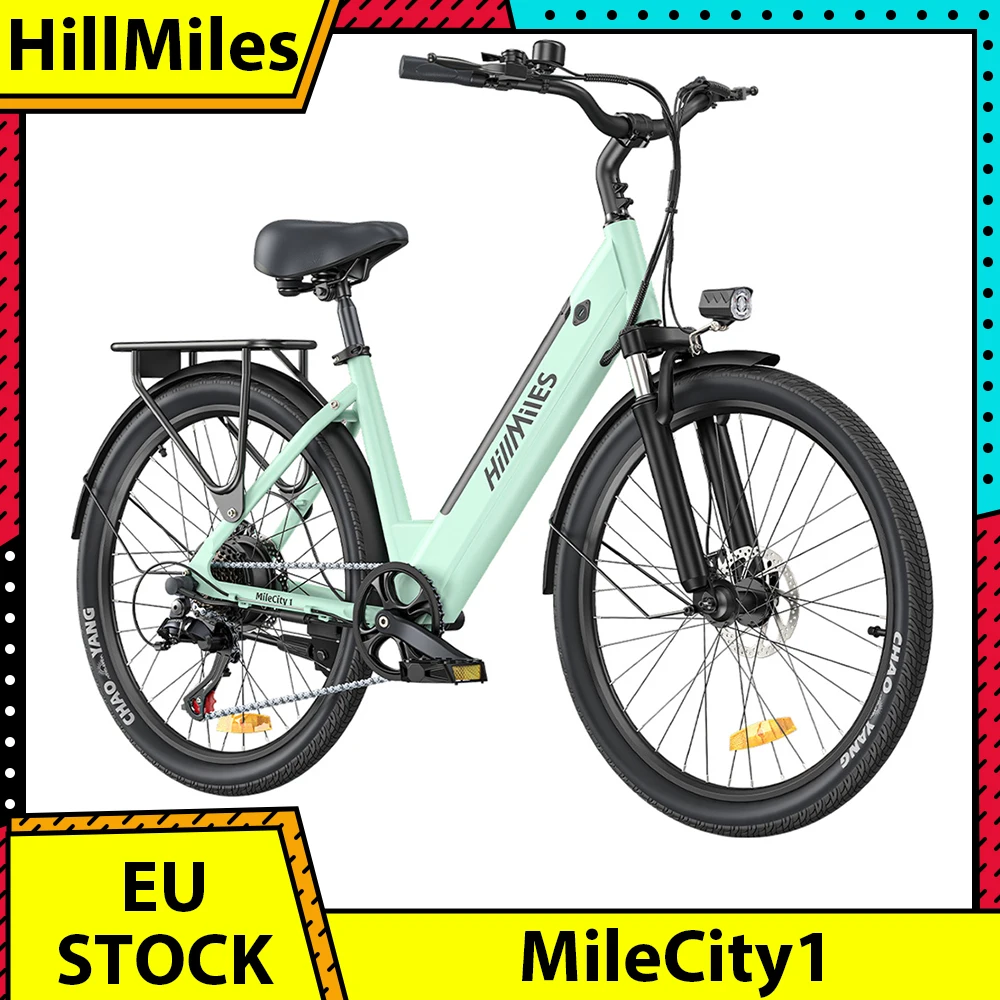 HillMiles MileCity1 Electric Bike 250W Motor 36V 13AH Battery 26 inch Tire E-Bike 32km/h Max Speed 100km Max Range Disc Brake