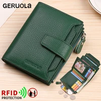 Cepillo antirrobo RFID, nueva cartera de piel de vaca de cuero genuino plegable de tres pliegues, bolsa de tarjeta magnética antiviolación multifuncional sho