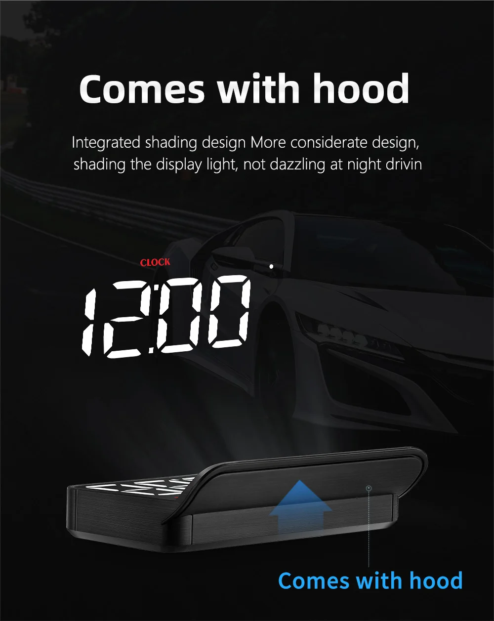 WiiYii Popular Plug and Play 3inch LED Car HUD M5 Windshield OBD2 Mirror Multi-function Speed/RPM/Voltage/Clock Head up Display