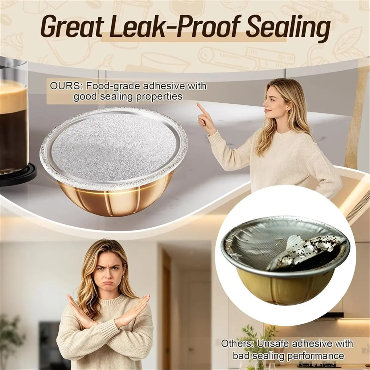 200 Pcs Aluminum Foil Seal Lids with Double Ear Tabs Strong Sealing Performance, 3-Point Positioning Design