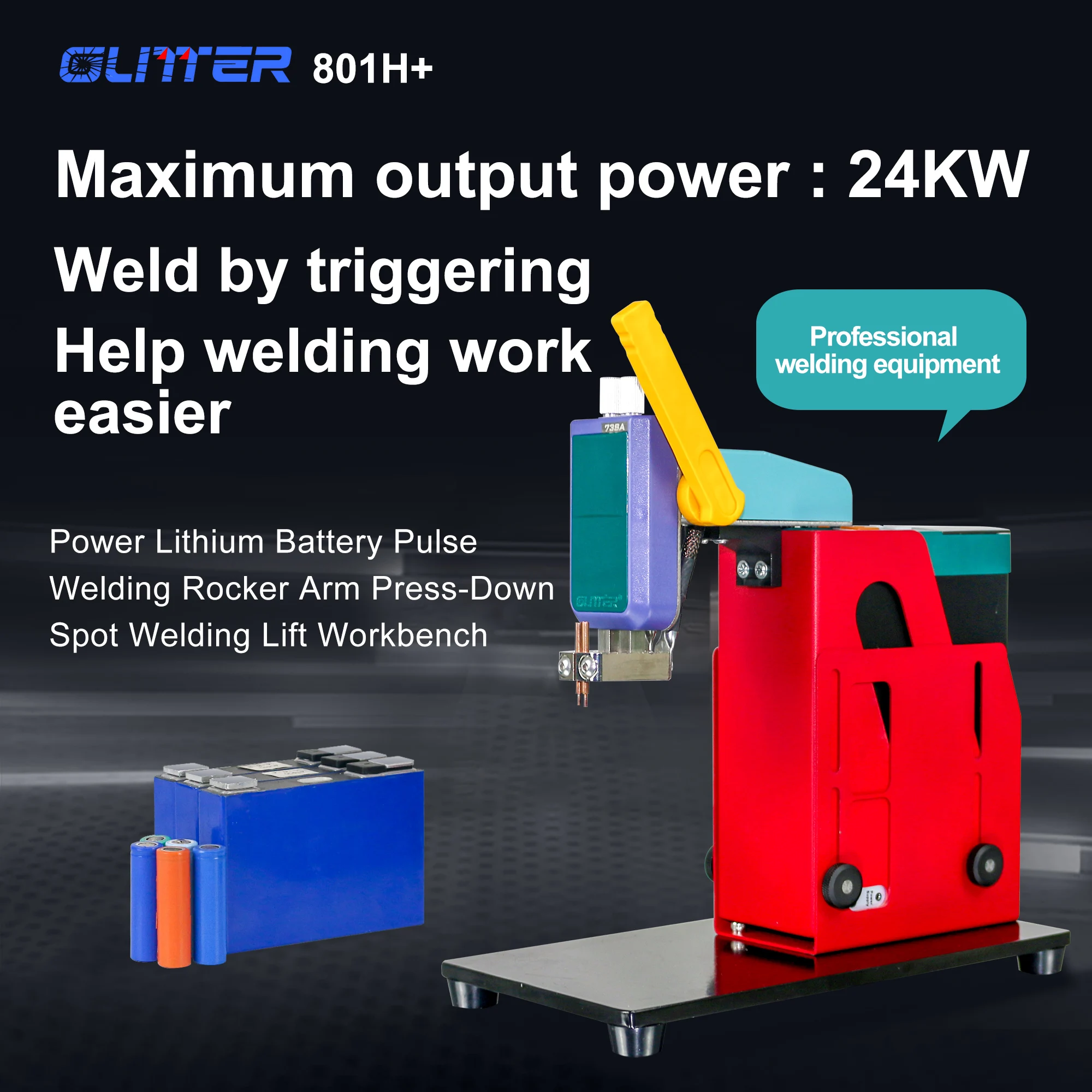 Glitter 801H+801H+ 24kW 4000A 16V4A spot welder pulse welding rocker arm down-pressure workstation can be lifted