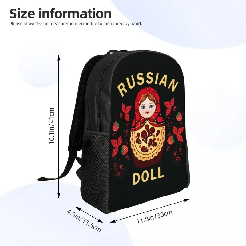 Babushka-mochila rusa Matryoshka para hombre y mujer, morral escolar impermeable con estampado para la universidad