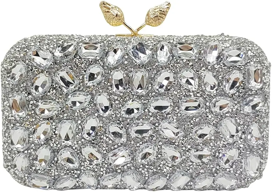 

Multicolor Bridal Clutch - Luxury Crystal Wedding Purse with Adjustable Chain, Glitter Evening Shoulder Bag for Prom Party