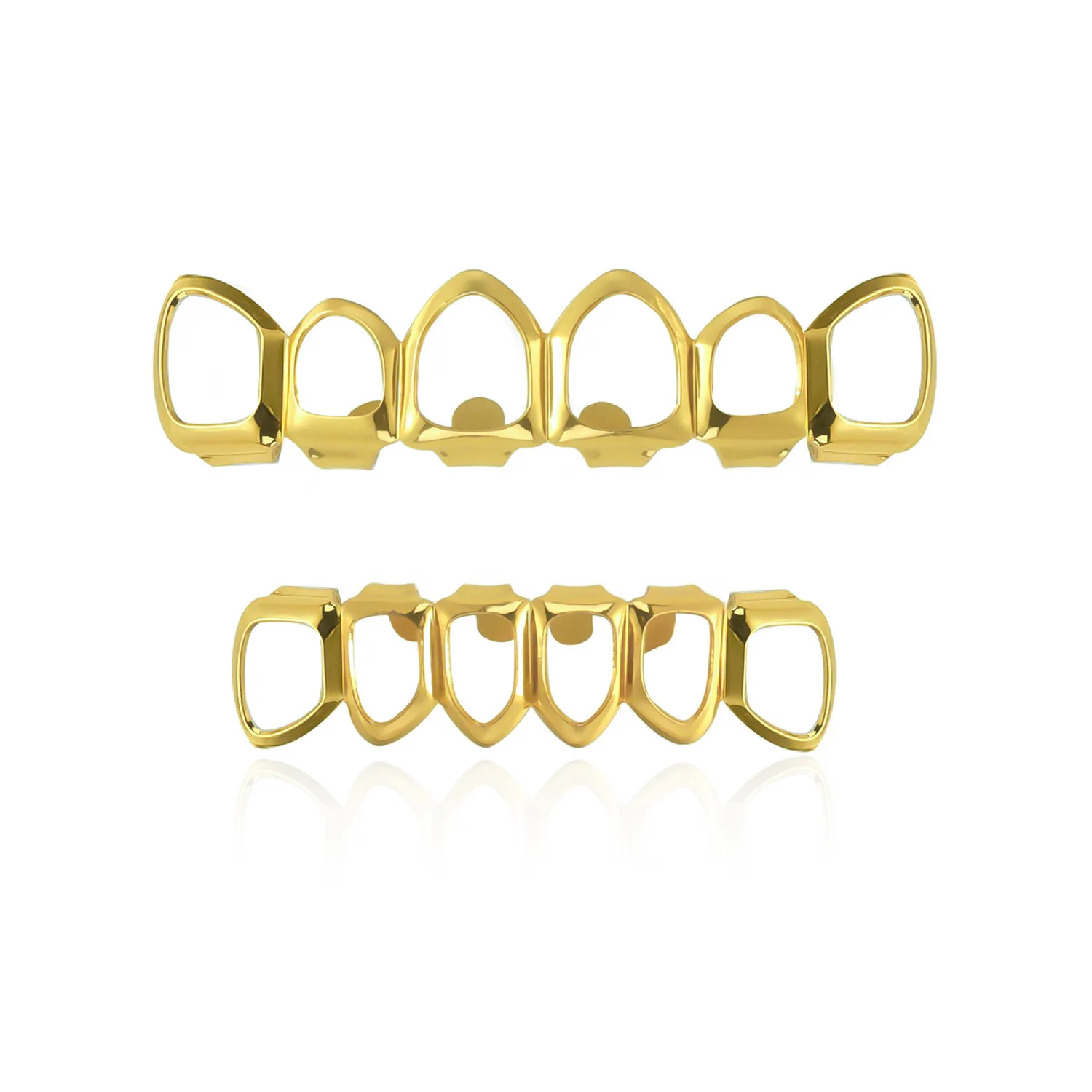 YOUNGX أعلى أسفل 6/6 لامعة كامل الجوف الأسنان Grillz الهيب هوب الشرير 6 ثقوب قبعات الأسنان للنساء الرجال المجوهرات هالوين هدية #5