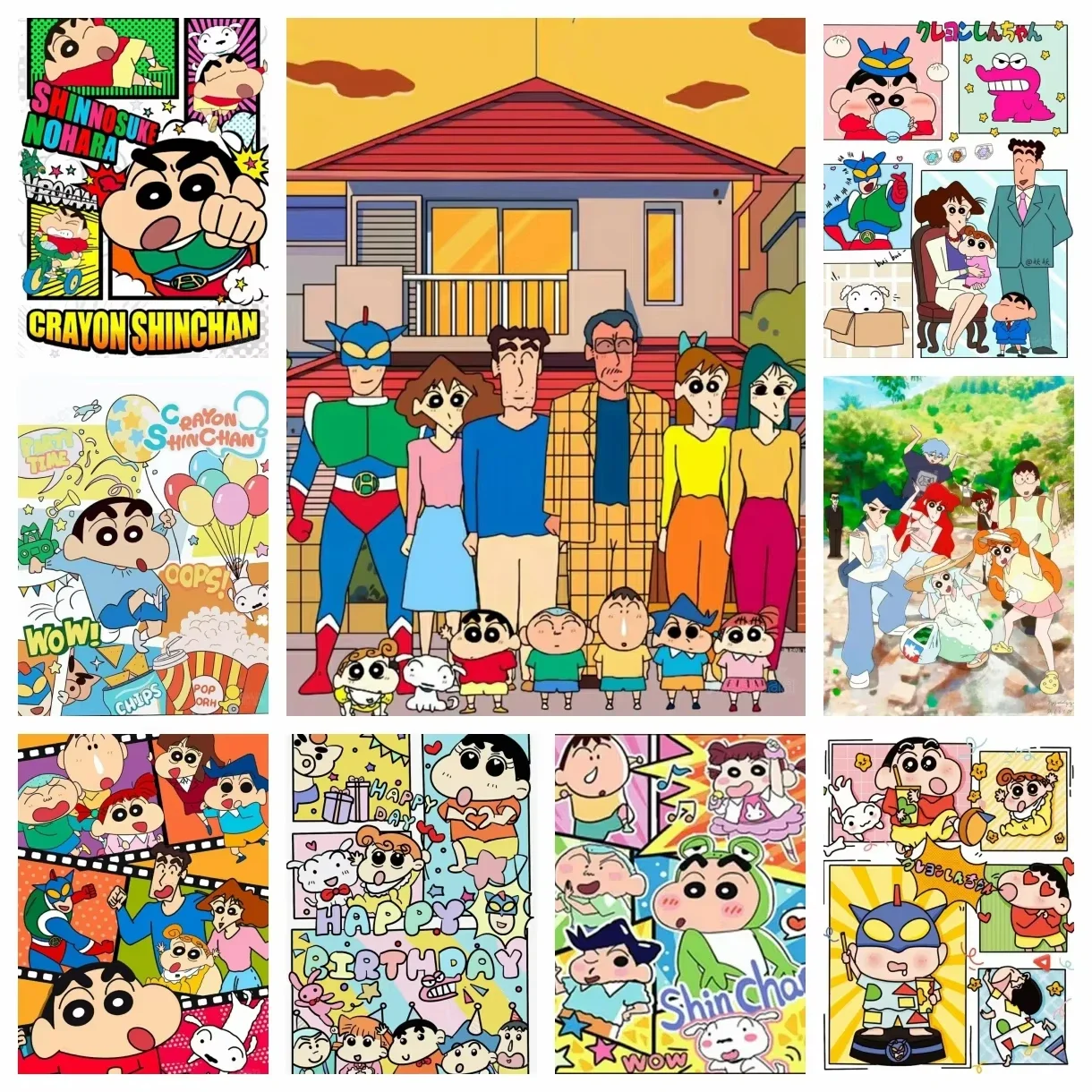 Crayon Shin Chan Shinnosuke Nohara 5D Full Drill Diamond Painting Cute Cartoon Boy Mosaic Handcraft Home Wall Decor