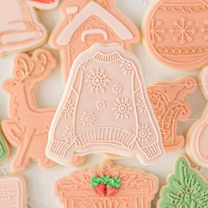 Winter Urlaub Frohe Weihnachten Cookie Cutter Schneemann Pullover Bär Geschenk Santa Cookie Stempel Fondant Geprägte Form Backen Werkzeuge