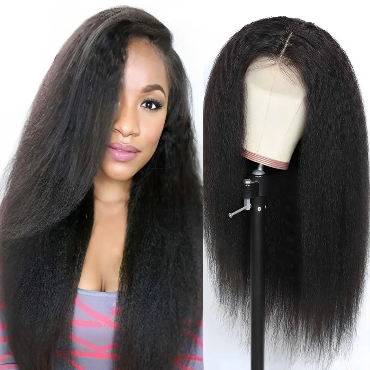 

Yaki Straight 4x4 Прозрачный парик спереди, человеческие волосы для женщин, Малайзия, предварительно выщипанные с детскими волосами, плотность 180%, натуральный цвет