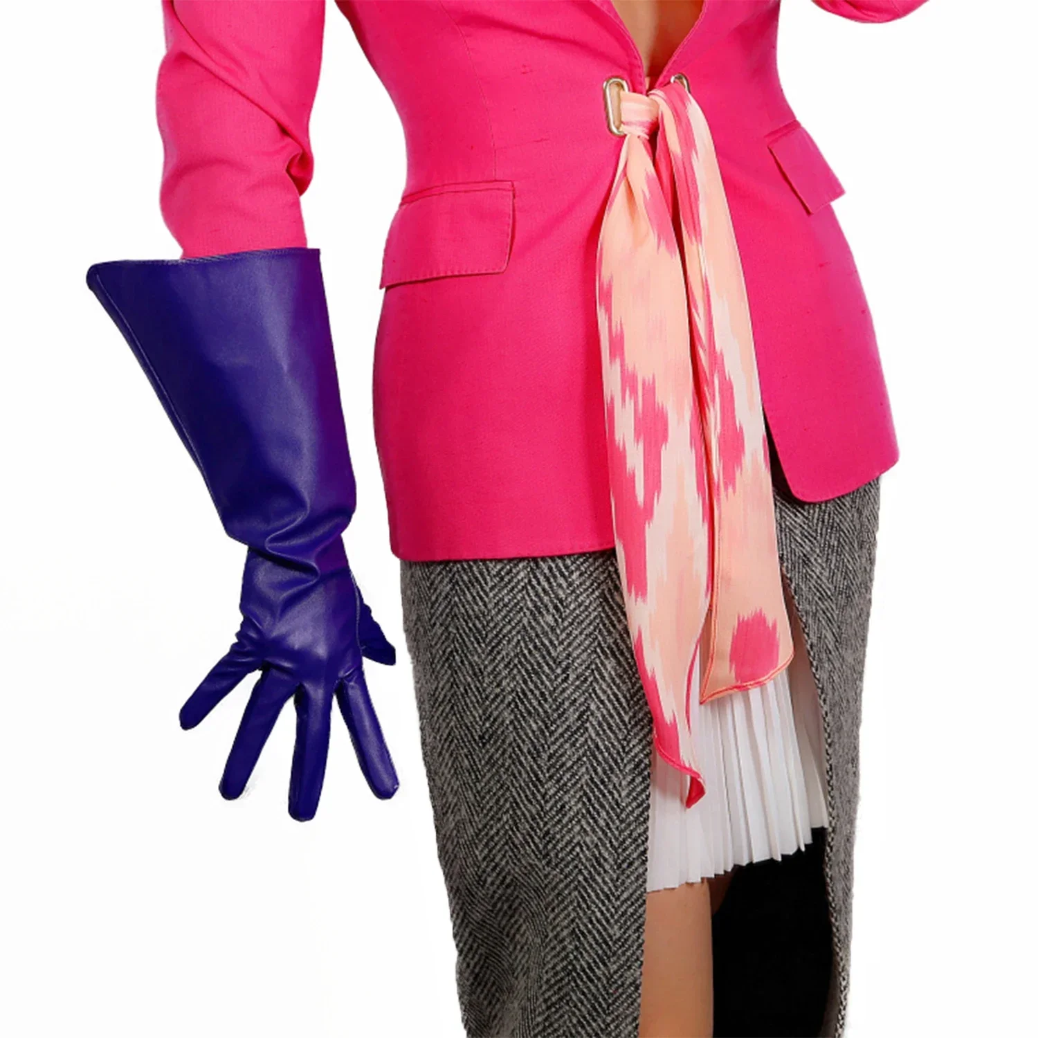 

DooWay Women Dark Purple Faux Leather Oversize GLOVES Wide sleeve Puff Deep Purple Large Cosplay Halloween Costume Party